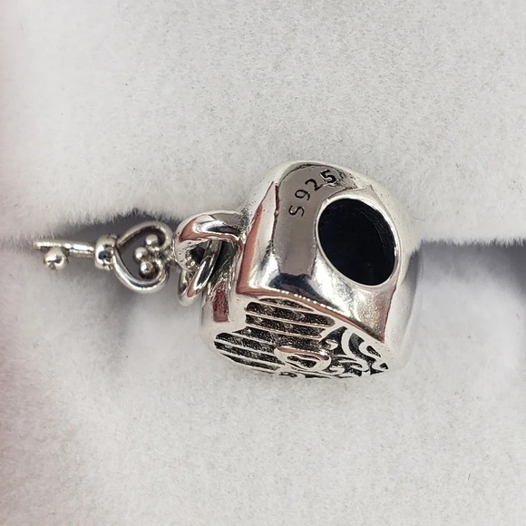 Heart Locket Bracelet Charm Sterling Silver 925 Heart Key Locket Love You - Picture 5 of 6